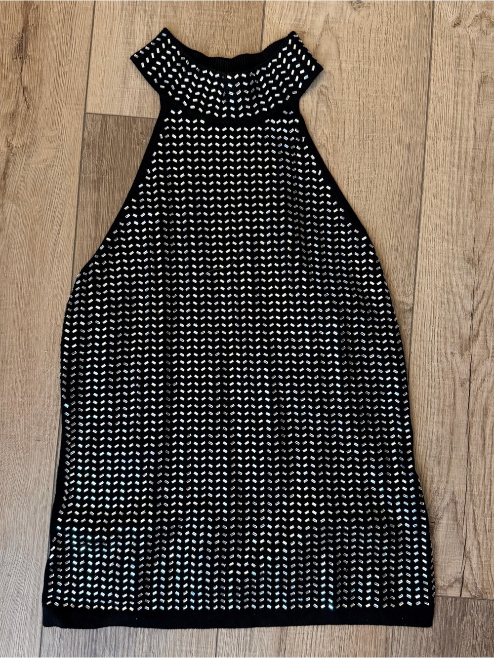 Guess Black and Rhinestone Halter Tank Top